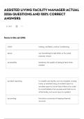 ASSISTED LIVING FACILITY MANAGER ACTUAL 2026 QUESTIONS AND 100&percnt; CORRECT ANSWERS