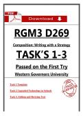 WGU RGM3 D269 Tasks 1&ndash;3 &ndash; Composition&colon; Writing with a Strategy &ndash; &lpar;Passed Task&rpar;