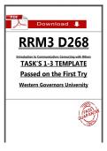 WGU RRM3 D268 Tasks 1&ndash;3 &ndash; Introduction to Communication&colon; Connecting with Others &ndash; &lpar;Passed Task&rpar;