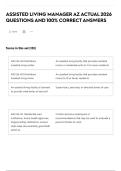 ASSISTED LIVING MANAGER AZ ACTUAL 2026 QUESTIONS AND 100&percnt; CORRECT ANSWERS