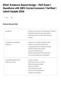 EDAC Evidence Based Design - PAE Exam &vert;&NewLine;Questions with 100&percnt; Correct Answers &vert; Verified &vert;&NewLine;Latest Update 2026
