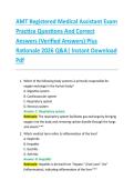AMT Registered Medical Assistant Exam &NewLine;Practice Questions And Correct  &NewLine;Answers &lpar;Verified Answers&rpar; Plus  &NewLine;Rationale 2026 Q&A&vert; Instant Download &NewLine;Pdf  