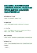 FAC1502 UNIT 1 BASIC PRINCIPLES OF&NewLine;ACCOUNTING TEST BANK FULL SOLUTION&NewLine;VERIFIED QUESTIONS AND ANSWERS&NewLine;GUARANTEED TO PASS