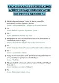 FAC-C PACKAGE CERTIFICATION&NewLine;SCRIPT 2026 QUESTIONS WITH&NewLine;SOLUTIONS GRADED A&plus;&NewLine;
