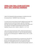 OPMA 3306 FINAL EXAM QUETIONS WITH 100&percnt; VERIFIED ANSWERS