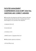 FACILITIES MANAGEMENT&NewLine;COMPREHENSIVE EXAM SCRIPT 2026 FULL&NewLine;QUESTIONS AND CORRECT ANSWERS&NewLine;