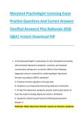 Maryland Psychologist Licensing Exam &NewLine;Practice Questions And Correct Answers &NewLine;&lpar;Verified Answers&rpar; Plus Rationale 2026 &NewLine;Q&A&vert; Instant Download Pdf 