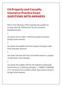 CA Property and Casualty Insurance Practice Exam QUESTIONS WITH ANSWERS