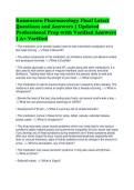 Rasmussen Pharmacology Final Latest&NewLine;Questions and Answers &vert; Updated&NewLine;Professional Prep with Verified Answers&NewLine;&vert; A&plus; Verified&NewLine;