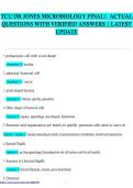 TCU DR JONES MICROBIOLOGY FINAL&vert;  ACTUAL QUESTIONS WITH VERIFIED ANSWERS &vert; LATEST UPDATE 