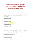 ATI FUNDAMENTALS OF NURSING&NewLine;PRACTICE EXAM QUESTIONS WITH&NewLine;CORRECT ANSWERS 2026&NewLine;