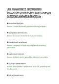 HESI OB MATERNITY CERTIFICATION&NewLine;EVALUATION EXAMS SCRIPT 2026 COMPLETE&NewLine;QUESTIONS ANSWERS GRADED A&plus;