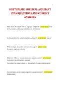 OPHTHALMIC SURGICAL ASSISTANT&NewLine;EXAM QUESTIONS AND CORRECT&NewLine;ANSWERS&NewLine;