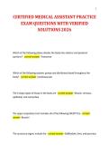 CERTIFIED MEDICAL ASSISTANT PRACTICE&NewLine;EXAM QUESTIONS WITH VERIFIED&NewLine;SOLUTIONS 2026&NewLine;