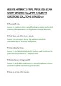 HESI OB MATERNITY FINAL PAPER 2026 EXAM&NewLine;SCRIPT UPDATED EXAMPREP COMPLETE&NewLine;QUESTIONS SOLUTIONS GRADED A&plus;