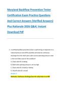 Maryland Backflow Prevention Tester &NewLine;Certification Exam Practice Questions &NewLine;And Correct Answers &lpar;Verified Answers&rpar; &NewLine;Plus Rationale 2026 Q&A&vert; Instant &NewLine;Download Pdf  