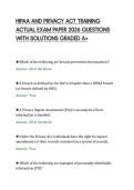 HIPAA AND PRIVACY ACT TRAINING&NewLine;ACTUAL EXAM PAPER 2026 QUESTIONS&NewLine;WITH SOLUTIONS GRADED A&plus;