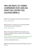 HIPAA AND PRIVACY ACT TRAINING&NewLine;COMPREHENSIVE STUDY GUIDE 2026&NewLine;PRIVACY RULE & SECURITY RULE&NewLine;SOLUTIONS VERIFIED A&plus;