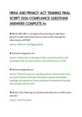 HIPAA AND PRIVACY ACT TRAINING FINAL&NewLine;SCRIPT 2026 COMPLIANCE QUESTIONS&NewLine;ANSWERS COMPLETE A&plus;