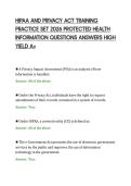 HIPAA AND PRIVACY ACT TRAINING&NewLine;PRACTICE SET 2026 PROTECTED HEALTH&NewLine;INFORMATION QUESTIONS ANSWERS HIGH&NewLine;YIELD A&plus;