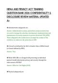 HIPAA AND PRIVACY ACT TRAINING&NewLine;QUESTION BANK 2026 CONFIDENTIALITY &&NewLine;DISCLOSURE REVIEW MATERIAL UPDATED&NewLine;A&plus;