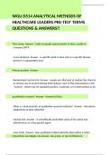 WGU D514 Analytical Methods of Healthcare Leadership Pre-Test Questions and Answers Graded A&plus;