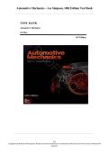 Test Bank for Automotive Mechanics 10th Edition &ndash; Les Simpson &vert; Latest Update 2026 &vert; A&plus; Exam Prep