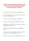 Publix Deli Assistant Manager Questions and Correct Answers with Complete Solution &vert; Latest Update 2026 &vert; Graded A