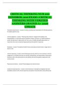NUR 200 &ndash; Critical Thinking &ndash; Exam 1 Study Guide &ndash; Hondros College of Nursing