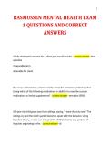 RASMUSSEN MENTAL HEALTH EXAM&NewLine;1 QUESTIONS AND CORRECT&NewLine;ANSWERS