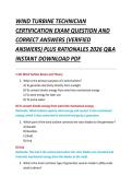 WIND TURBINE TECHNICIAN &NewLine;CERTIFICATION EXAM QUESTION AND &NewLine;CORRECT ANSWERS &lpar;VERIFIED &NewLine;ANSWERS&rpar; PLUS RATIONALES 2026 Q&A &NewLine;INSTANT DOWNLOAD PDF 