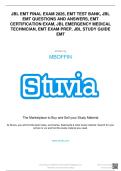 JBL EMT FINAL EXAM 2026&comma; EMT TEST BANK&comma; JBL EMT QUESTIONS AND ANSWERS&comma; EMT CERTIFICATION EXAM&comma; JBL EMERGENCY MEDICAL TECHNICIAN&comma; EMT EXAM PREP&comma; JBL STUDY GUIDE EMT 