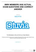 BMW MEMBERS 2026 ACTUAL EXAM QUESTIONS AND CORRECT ANSWER