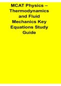 MCAT Physics Thermodynamics and Fluid Mechanics Key Equations Study Guide MCAT Exam Prep Practice Review 2025&sol; 2026