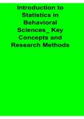 Introduction to Statistics in Behavioral Sciences Key Concepts Research Methods and Data Analysis Study Guide Lecture Notes 2025&sol; 2026