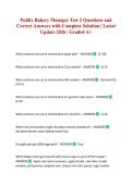 Publix Bakery Manager Test 2 Questions and Correct Answers with Complete Solution &vert; Latest Update 2026 &vert; Graded A&plus;