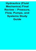 Hydraulics Fluid Mechanics Final Review Pressure Flow Pumps and Systems Study Guide Complete Review 2025&sol; 2026