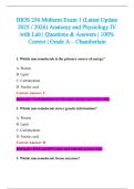 BIOS 256 Midterm Exam 1 &lpar;Latest Update&NewLine;2025 &sol; 2026&rpar; Anatomy and Physiology IV &NewLine;with Lab &vert; Questions & Answers &vert; 100&percnt; &NewLine;Correct &vert; Grade A &ndash; Chamberlain