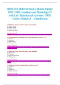 BIOS 256 Midterm Exam 2 &lpar;Latest Update&NewLine;2025 &sol; 2026&rpar; Anatomy and Physiology IV &NewLine;with Lab &vert; Questions & Answers &vert; 100&percnt; &NewLine;Correct &vert; Grade A &ndash; Chamberlain