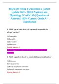 BIOS 256 Week 4 Quiz Exam 2 &lpar;Latest &NewLine;Update 2025 &sol; 2026&rpar; Anatomy and &NewLine;Physiology IV with Lab &vert; Questions & &NewLine;Answers &vert; 100&percnt; Correct &vert; Grade A &ndash; &NewLine;Chamberlain