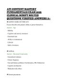 ATI CONTENT MASTERY&NewLine;FUNDAMENTALS EXAM 2026&NewLine;CLINICAL SCRIPT SOLVED&NewLine;QUESTIONS VERIFIED ANSWERS A&plus;