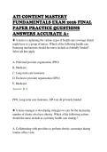ATI CONTENT MASTERY&NewLine;FUNDAMENTALS EXAM 2026 FINAL&NewLine;PAPER PRACTICE QUESTIONS&NewLine;ANSWERS ACCURATE A&plus;&NewLine;