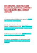 NSG6005 WEEK 1 QUIZ ADVANCED PHARMACOLOGY SOUTH UNIVERSITY QUESTIONS WITH 100&percnt; CORRECT ANSWERS 