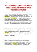 CITI TRAINING EXAM STUDY GUIDE &NewLine;2026 ACTUAL QUESTIONS WITH &NewLine;VERIFIED ANSWERS&period;