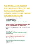 NCCCO MOBILE CRANE OPERATOR &NewLine;CERTIFICATION EXAM QUESTIONS AND &NewLine;CORRECT ANSWERS &lpar;VERIFIED &NewLine;ANSWERS&rpar; PLUS RATIONALES 2026 Q&A &NewLine;&vert; INSTANT DOWNLOAD PDF 