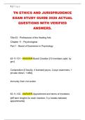 TN ETHICS AND JURISPRUDENCE &NewLine;EXAM STUDY GUIDE 2026 ACTUAL &NewLine;QUESTIONS WITH VERIFIED &NewLine;ANSWERS&period;