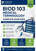 BIOD 103 Medical Terminology Complete Exam Pack &vert; Modules 1&ndash;6 &plus; Cumulative Final Exam &vert; Portage Learning &vert; 2026 Updated Questions & Answers