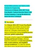 Partial Differentiation and Multivariable Calculus for Engineering Mathematics 2026 STUDY GUIDE 2026&sol;2027 ACCURATE QUESTIONS WITH CORRECT DETAILED ANSWERS &vert;&vert; 100&percnt; GUARANTEED PASS NEWEST VERSION