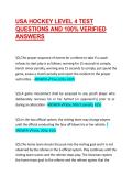 USA HOCKEY LEVEL 4 TEST QUESTIONS AND 100&percnt; VERIFIED ANSWERS 