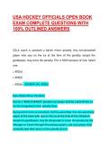 USA HOCKEY OFFICIALS OPEN BOOK EXAM COMPLETE QUESTIONS WITH 100&percnt; OUTLINED ANSWERS 